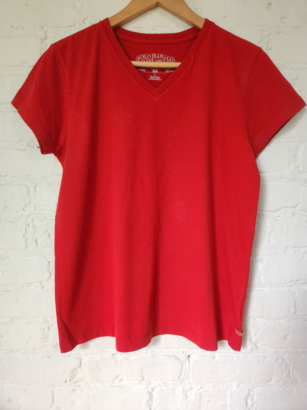 Polo by Ralph Lauren Red V-Neck Short Sleeve Tee